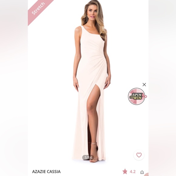 Azazie Cassia One Shoulder Bridesmaid Dress in color Rose Petal - Picture 1 of 10